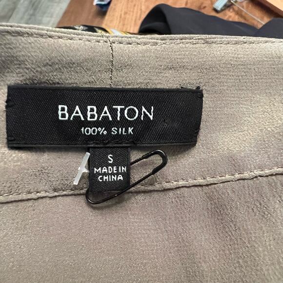 Babaton Corbett Silk Romper Olive Green POCKETS size Small - Picture 11 of 12